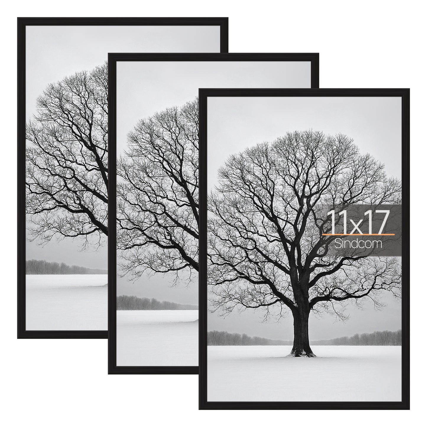 Sindcom 11x17 Picture Frames, Gallery Wall Poster Frames Set of 3, Black