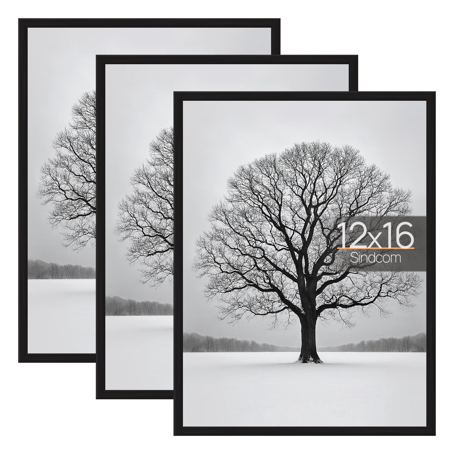 Sindcom 12x16 Picture Frames , Gallery Wall Poster Frames , Set of 3 , Black