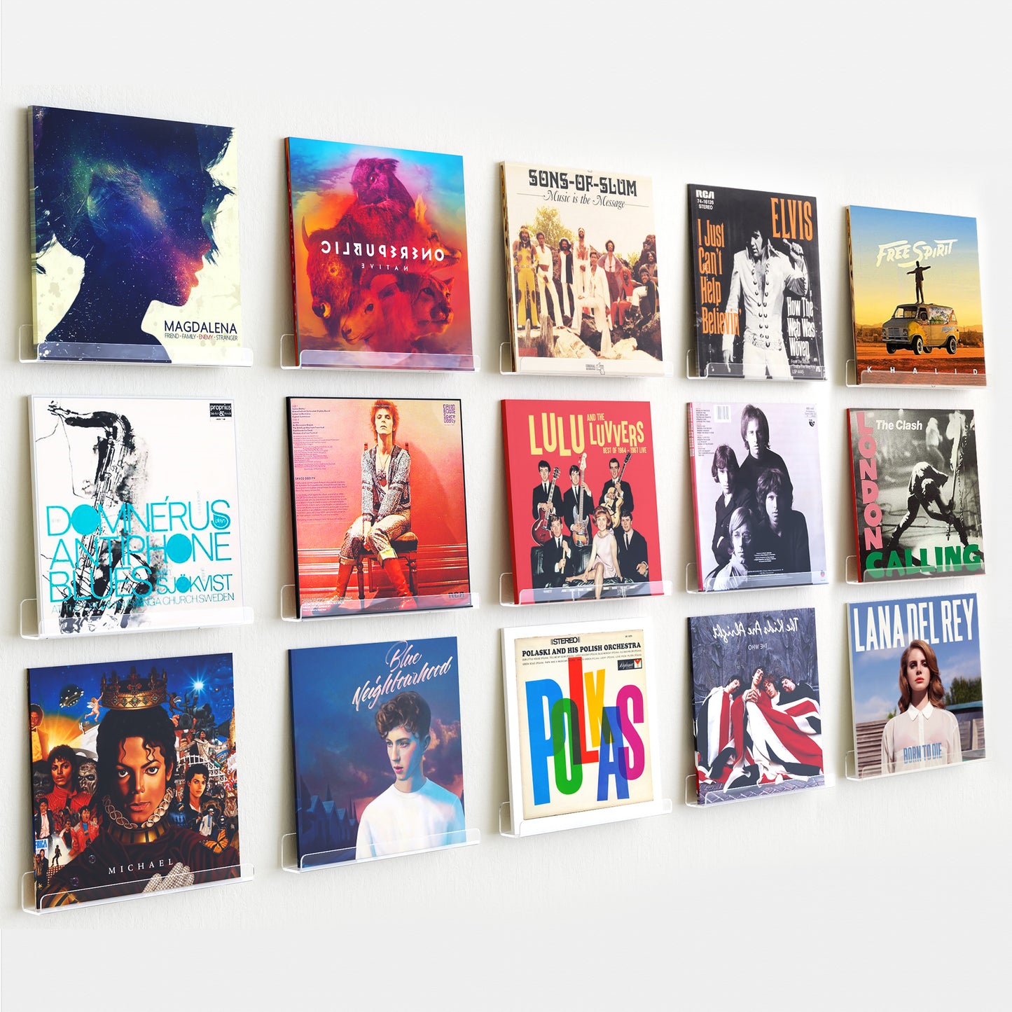 Sindcom Vinyl Record Holder Wall Mount Album Shelve Record Holder , Easy Install Acrylic Vinyl Display Shelf in Office Home, 9 Pcs