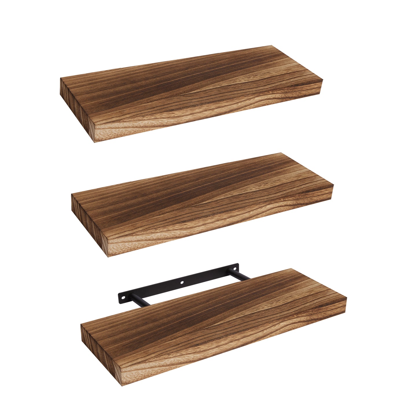 Sindcom 3 Pack Brown Wood Floating Shelves Wall Mounted Shelves