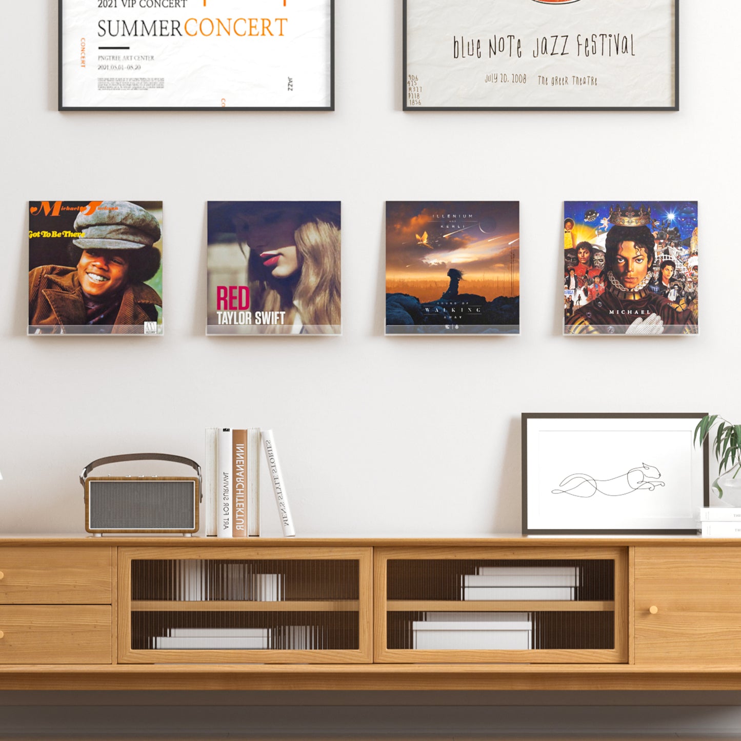 Sindcom Vinyl Record Holder Wall Mount Album Shelve Record Holder , Easy Install Acrylic Vinyl Display Shelf in Office Home,5 Pcs
