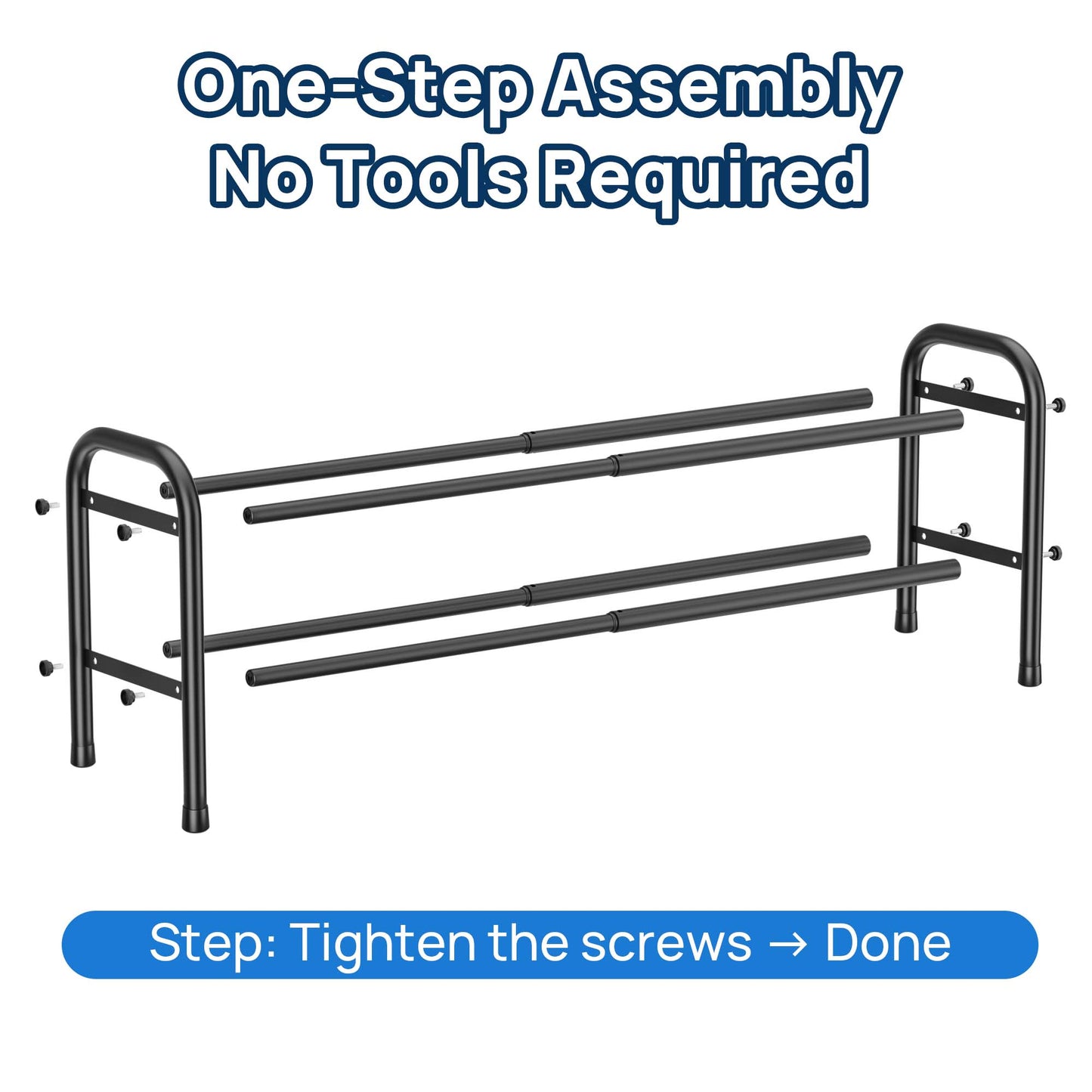 Sindcom 2 Tier Shoe Rack, Expandable Adjustable Shoe Organizer Shelf, Black Metal Shoe Storage for Closet Entryway