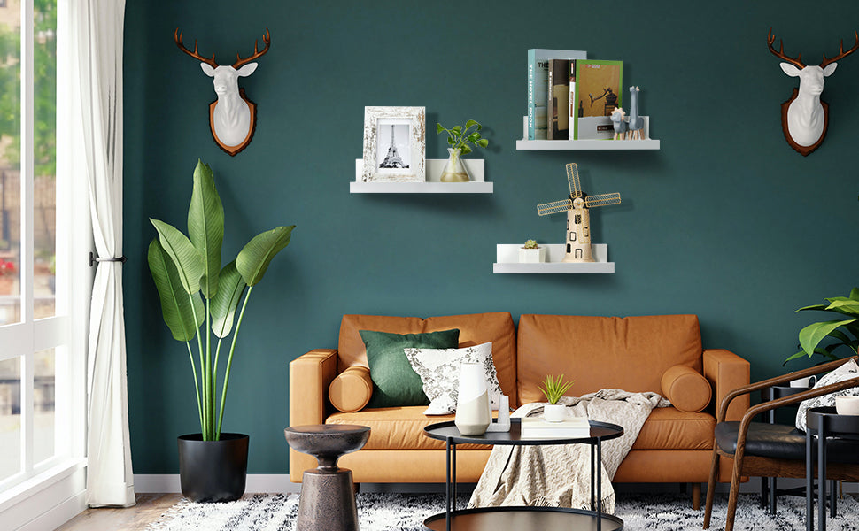 Floating Shelves, Upsimples Home Wood Shelf Wall Mounted, Set of 5, Multiple Sizes, White