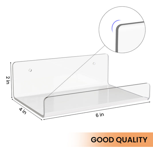 Acrylic Floating Shelves Wall Mounted, Sindcom 5pack Clear Acrylic Shelves 6x4