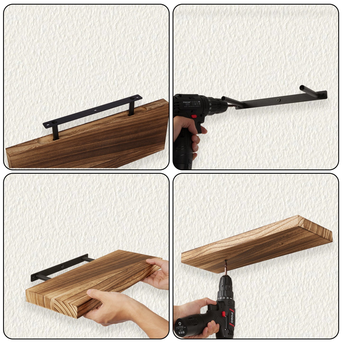 Sindcom 3 Pack Brown Wood Floating Shelves Wall Mounted Shelves