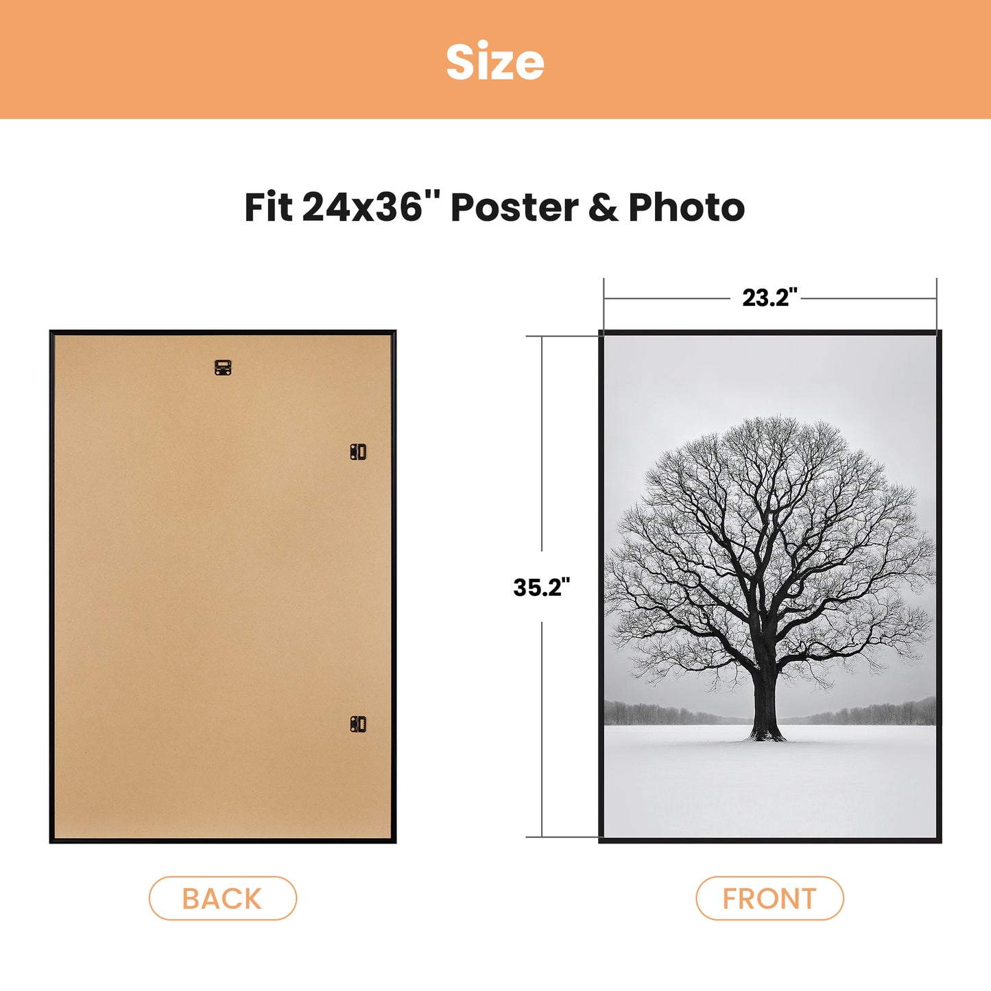 Sindcom 24x36 Picture Frames, Gallery Wall Poster Frames Set of 3, Black