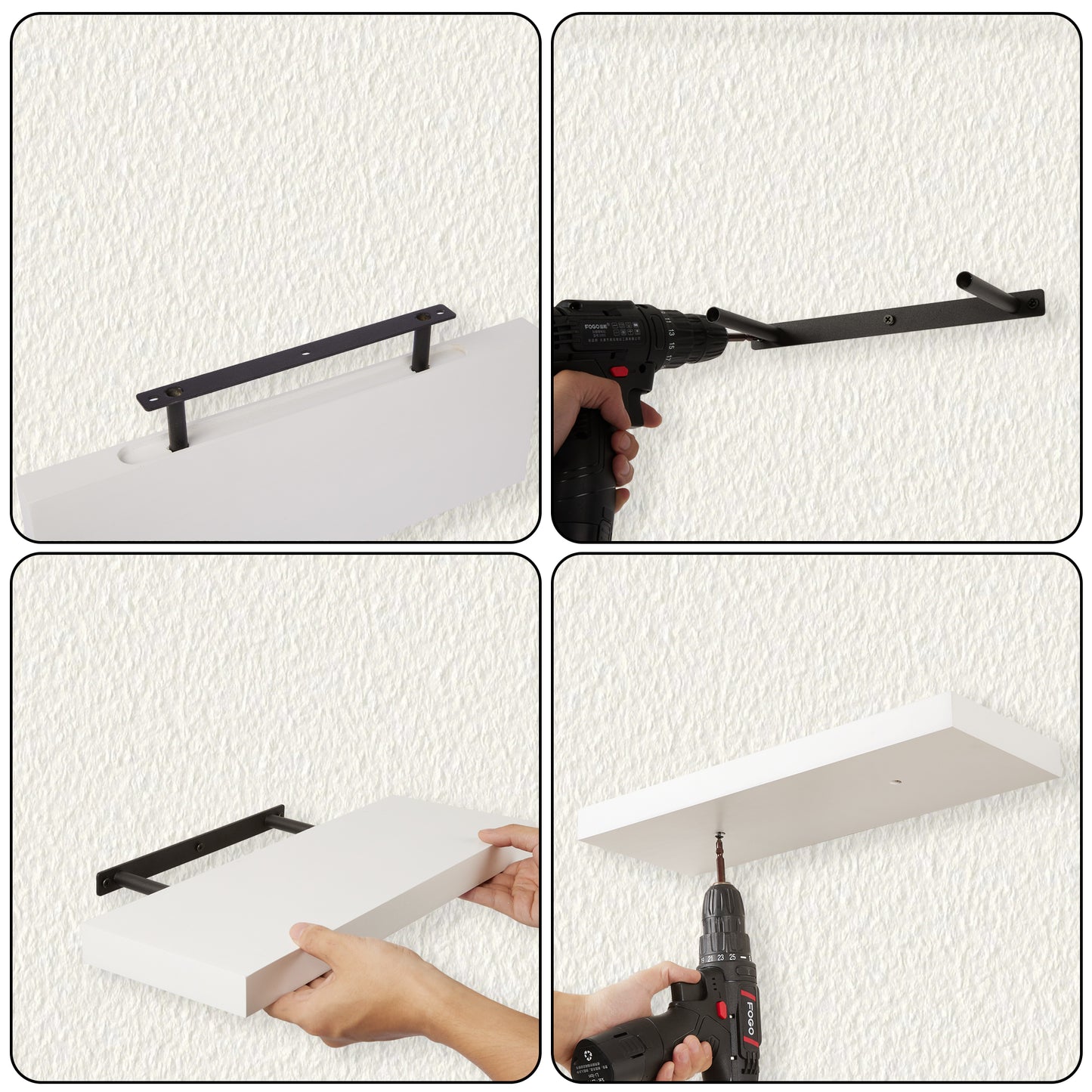 Sindcom Wood Floating Shelves Wall Mounted Shelves, White, Set of 3