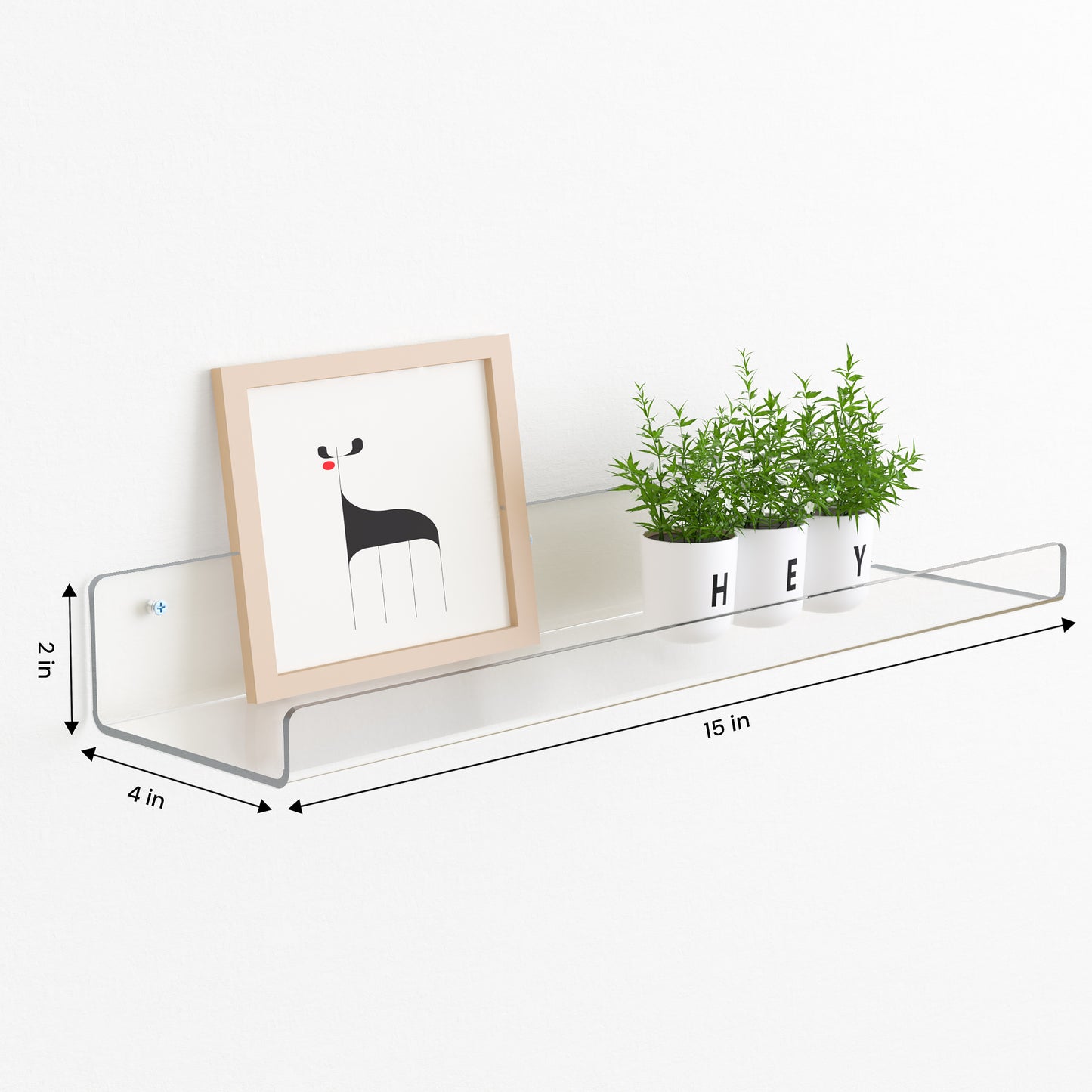15" Acrylic Floating Shelves Wall Mounted, Upsimples 9pack Clear Acrylic Shelves, for Bedroom, Living Room, Bathroom, Kitchen
