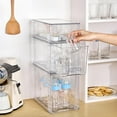 Sindcom 6 Pack Clear Stackable Storage Drawers,Easy to Assemble Bathroom Organizers and Storage with handles,Plastic Drawers for Kitchen Pantry,Cabinet,Under Sink Organization