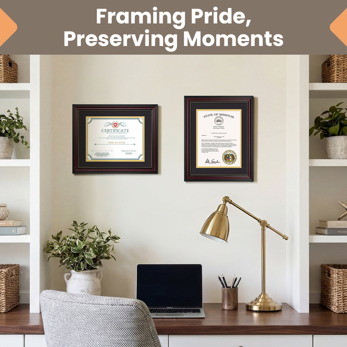 Sindcom 11x14 Diploma Frame , Classic Wood Grain with Gold Beading , Display Pictures 8.5x11 with Mat or 11x14 Without Mat , Certificate Degree Document Frame