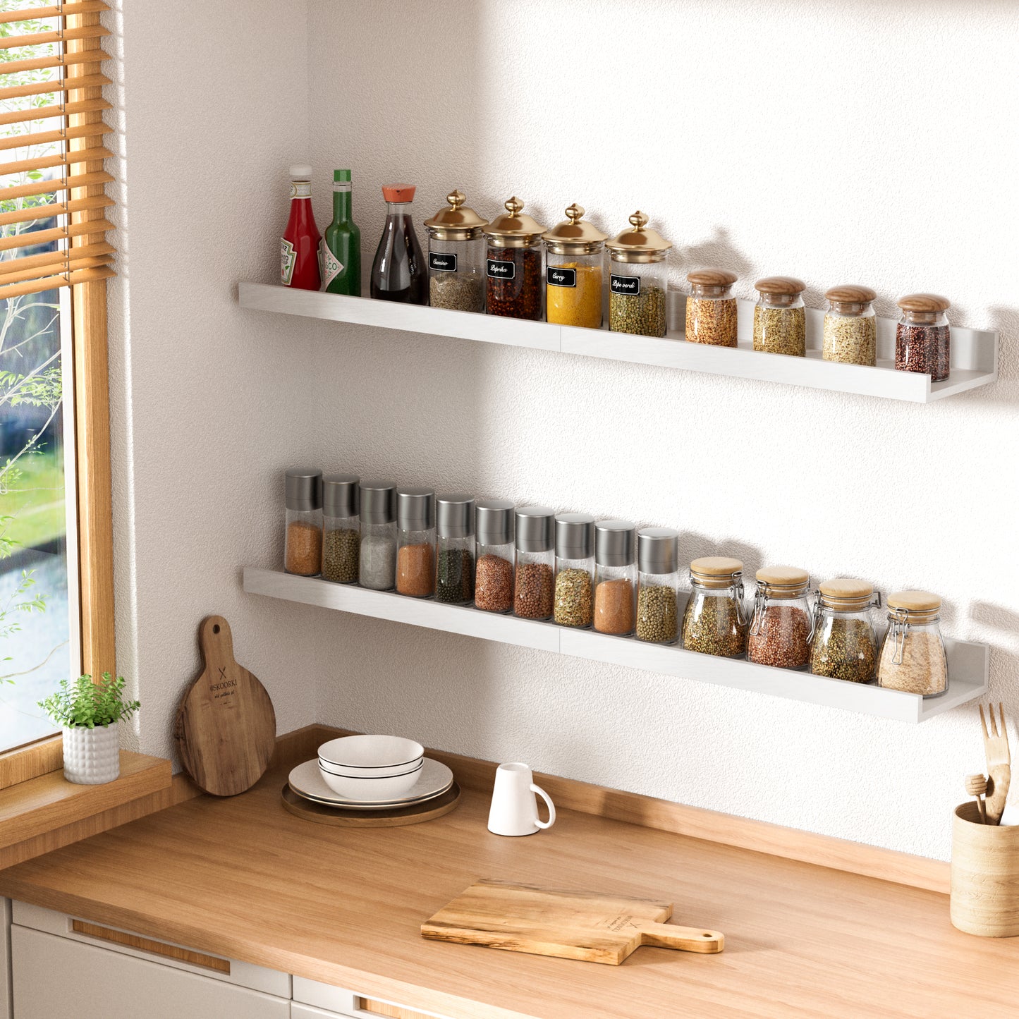 Floating Shelves, Sindcom Home Wood Shelf Wall Mounted, Set of 5, White