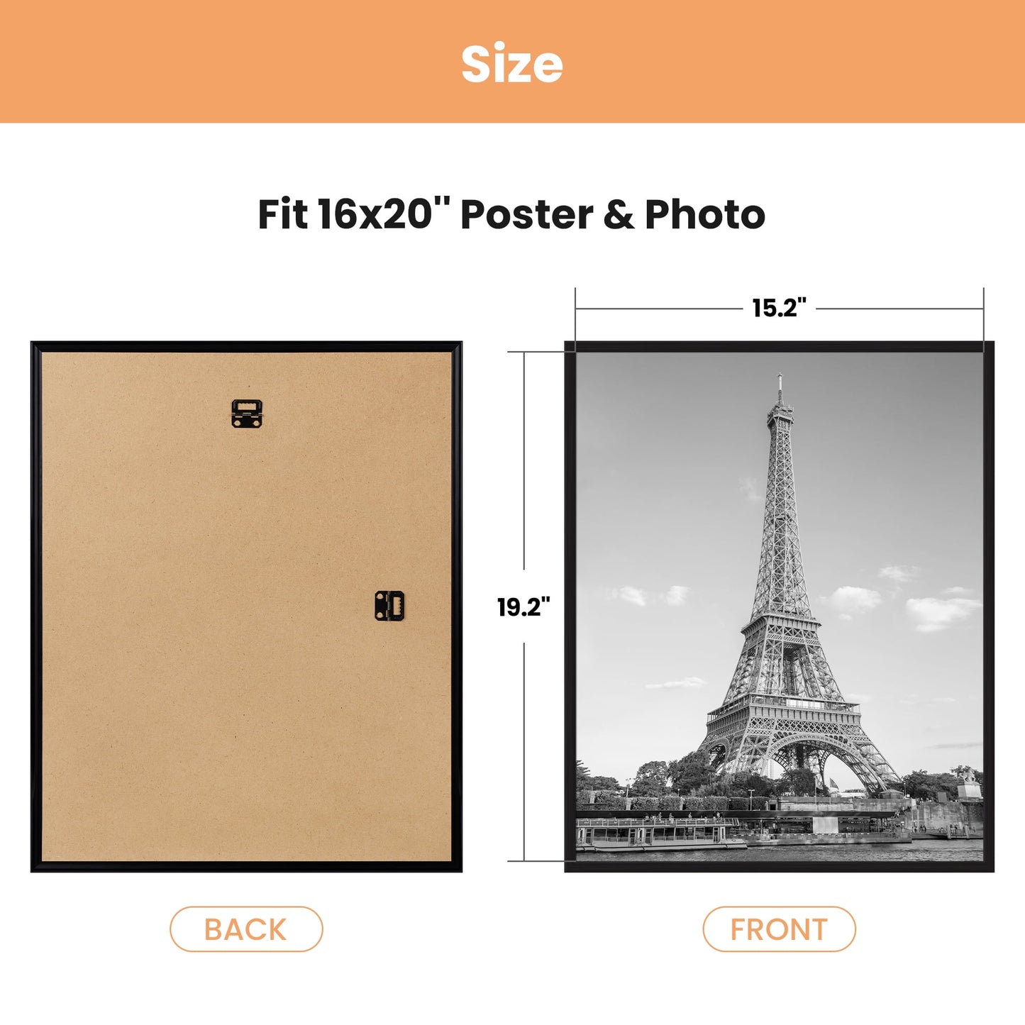 Sindcom ABS 16x20 Picture Frames, Gallery Wall Poster Frames Set of 5, Black