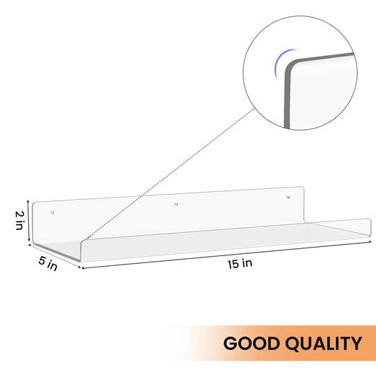 5-Pack Sindcom Clear Plastic Storage Shelves, 15x6 Inches | Stackable, Durable Organizers for Kitchen, Bathroom & Office | Space-Saving, Shatter-Resistant Design with Easy Clean Surface