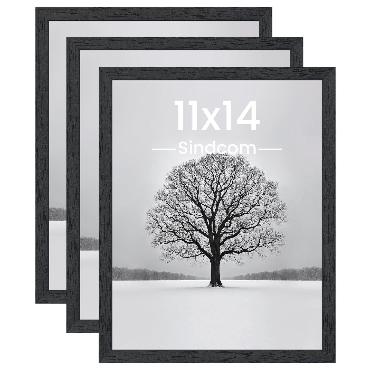 Sindcom 11x14 Wooden Picture Frames, Wall Gallery Photo Frames, Black Poster Frames, Set of 3