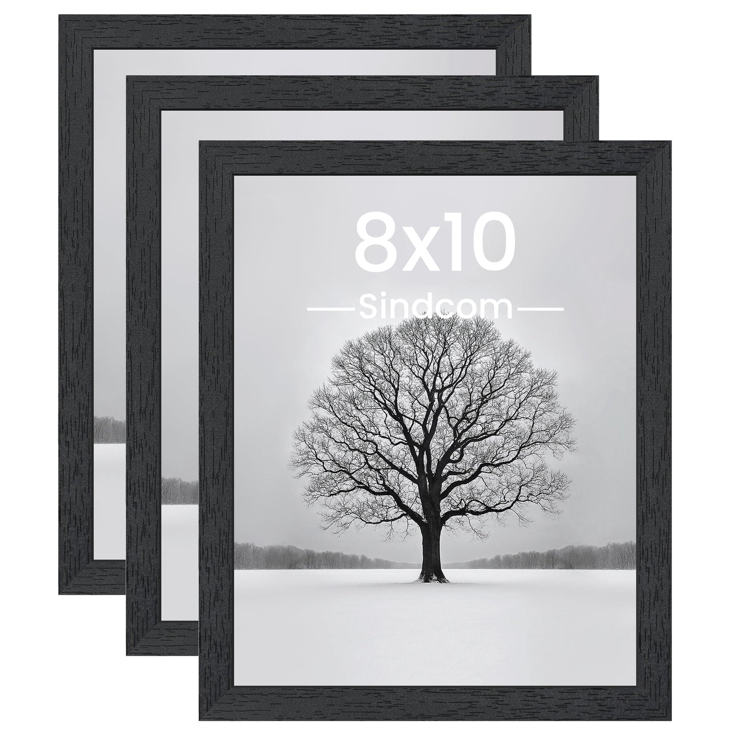 Sindcom 8x10 Wooden Picture Frames, Wall Gallery Photo Frames, Black Poster Frames, Set of 3
