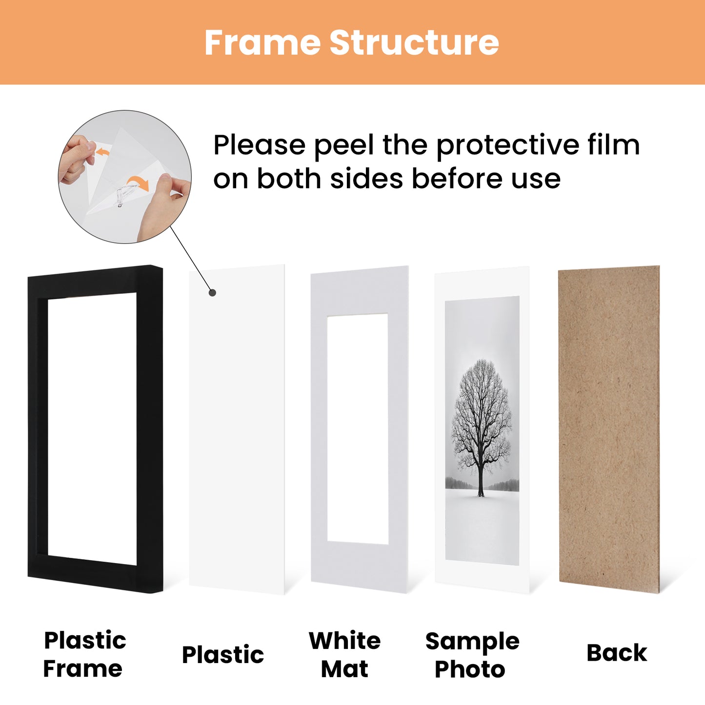 Sindcom 6 Pack 5x7 Picture Frames,Display Pictures 4x6 with Mat or 5x7 Without Mat,Gallery Wall Photo Frames, Black