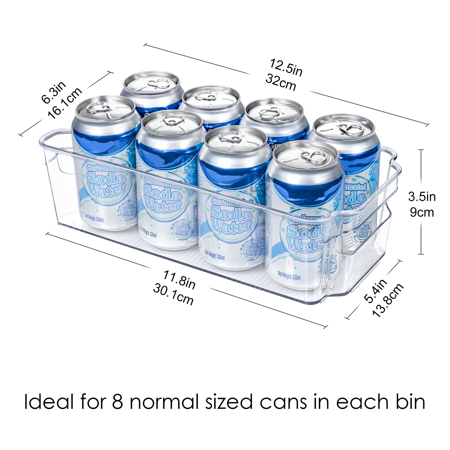 Sindcom Refrigerator Organizer Bins, 8pcs Clear Bins, Pantry Kitchen Organization and Storage, 12.5" Long