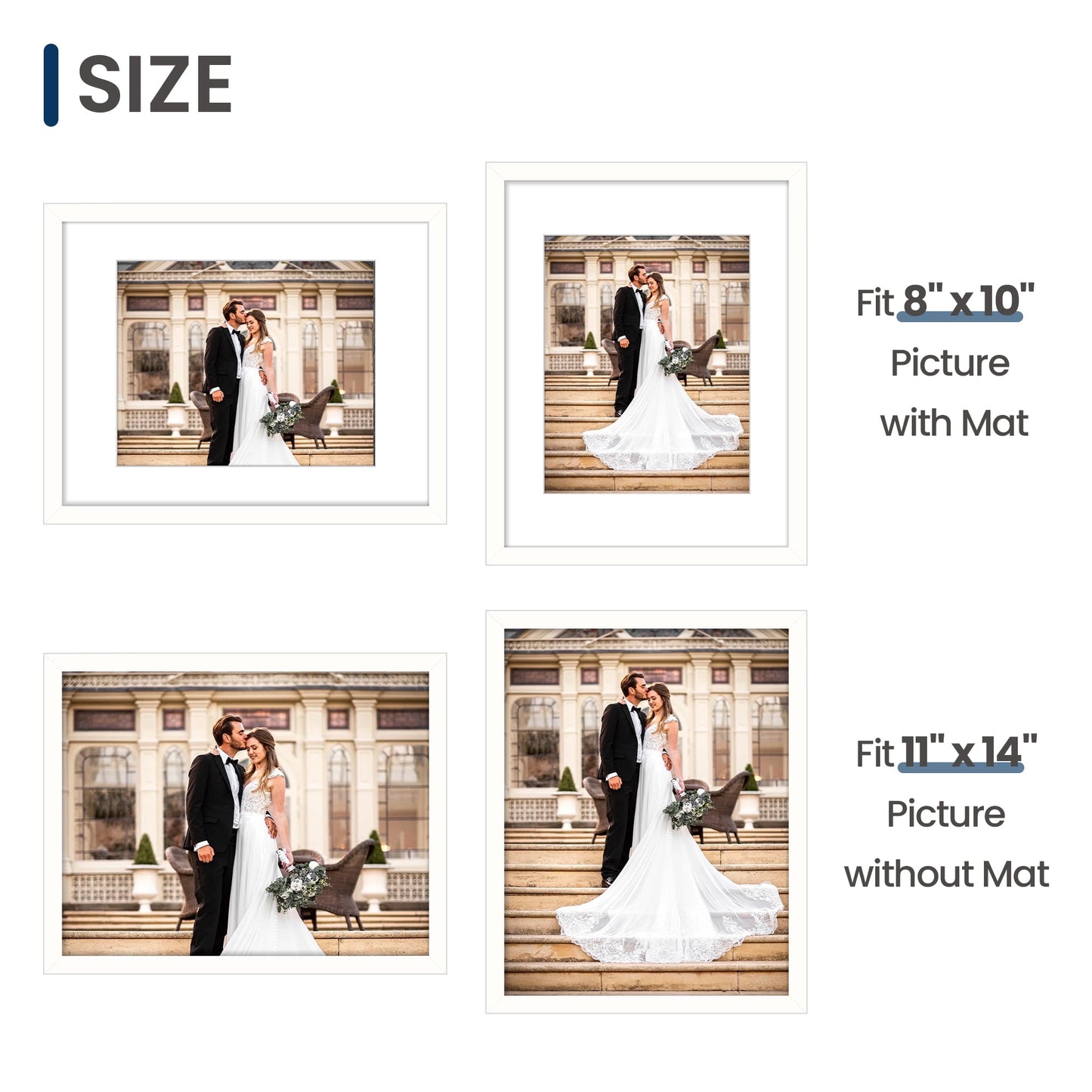 Sindcom 5 PACK 11x14 Matted to 8x10 Gallery Wall Picture Frame, White Photo Frames