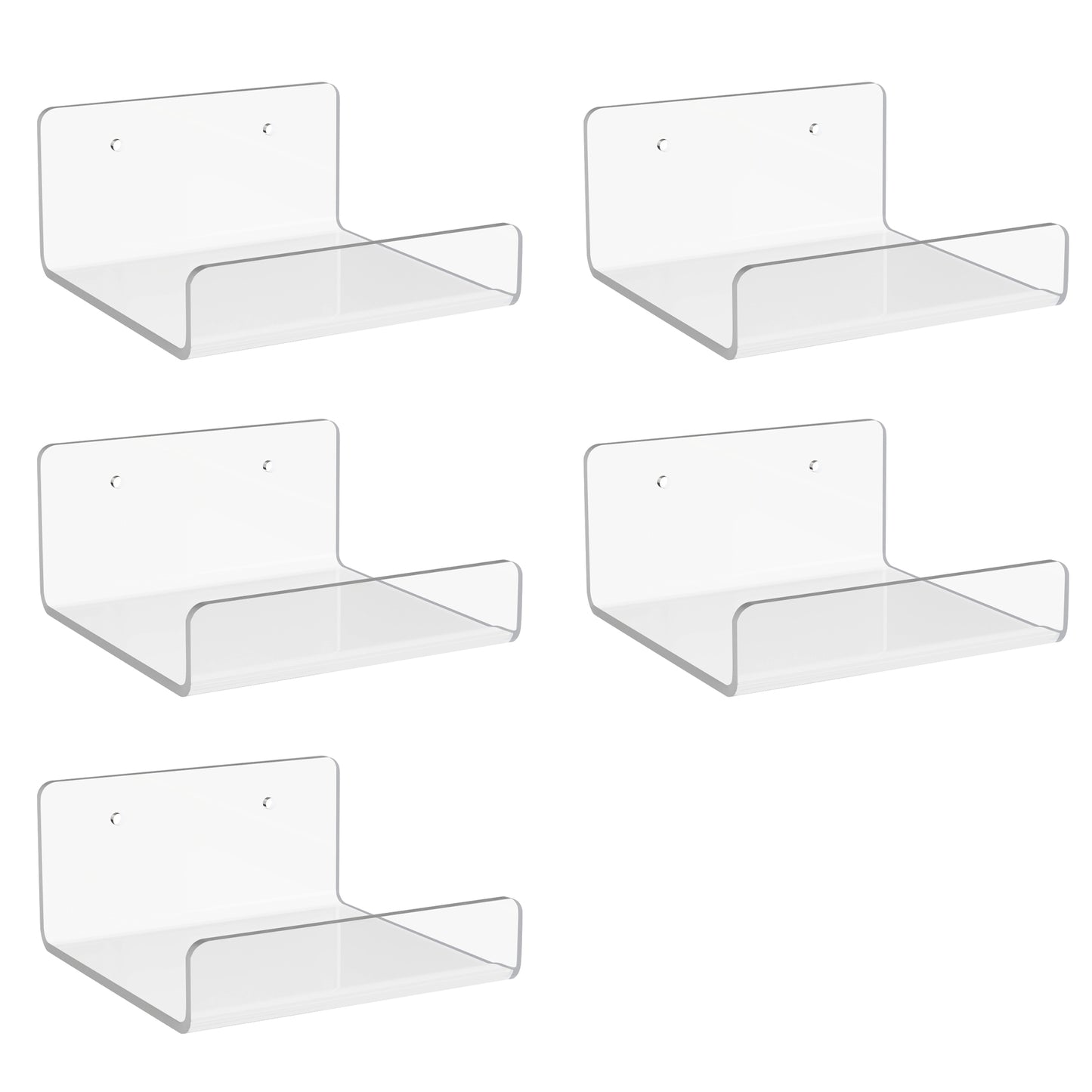 Acrylic Floating Shelves Wall Mounted, Sindcom 5pack Clear Acrylic Shelves