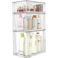 Sindcom 6 Pack Clear Stackable Storage Drawers,Easy to Assemble Bathroom Organizers and Storage with handles,Plastic Drawers for Kitchen Pantry,Cabinet,Under Sink Organization