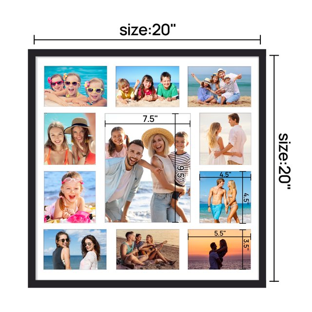Sindcom 20x20 Wall Collage Picture Frame,Black Photo Frame ,Fits One 8x10, Four 5x5, and Six 4x6 Photos or One 20x20 Photo