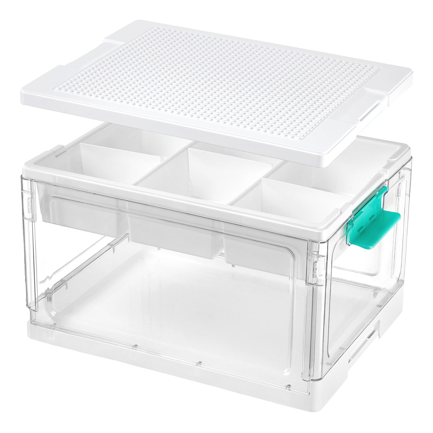 Sindcom 24 QT Plastic Storage Box with Building Baseplate Lid and Removable Tray,Craft Organizer and Storage for Art Supplies, Beads and Sewing,1 Pack