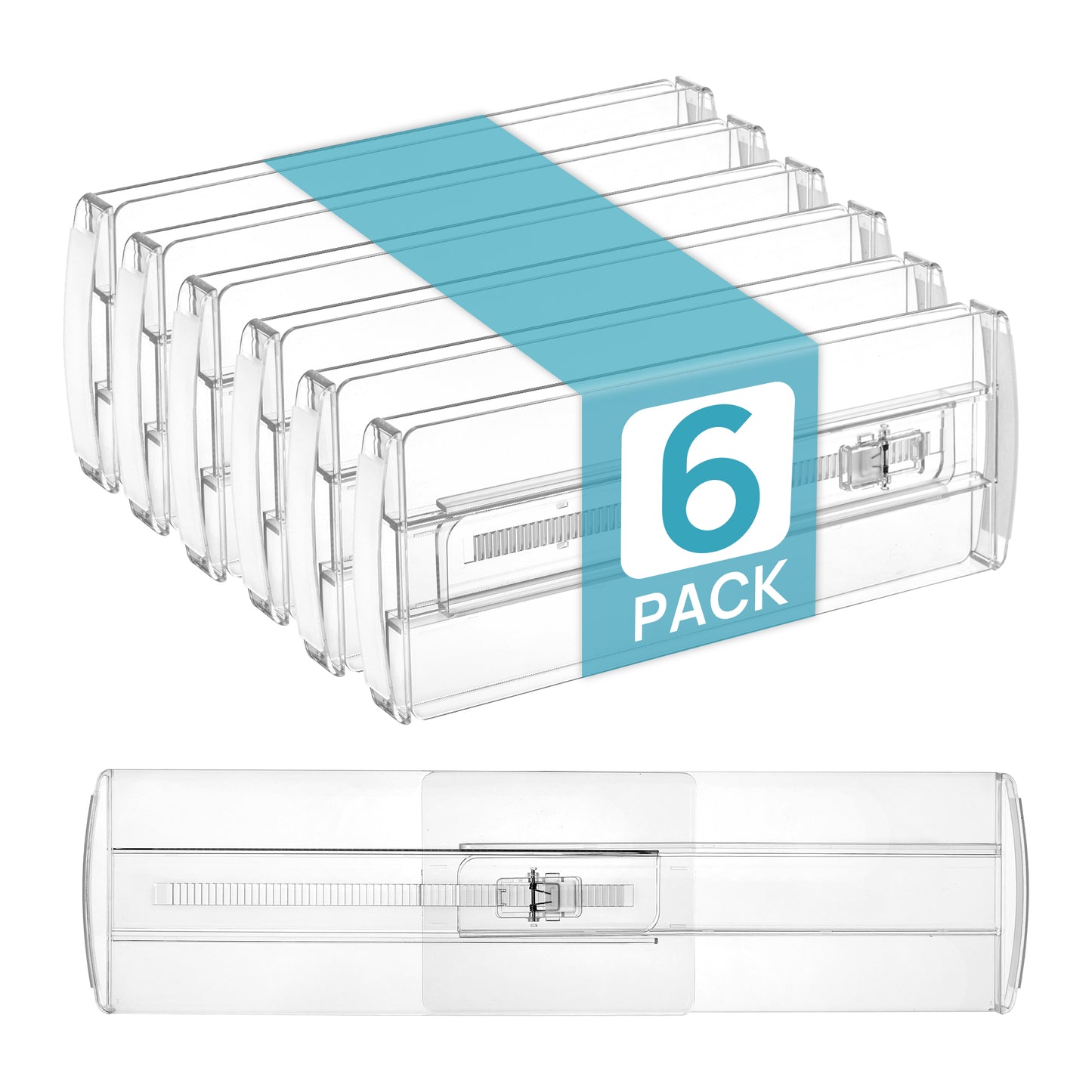 Sindcom 6 Pack Drawer Dividers for Clothes, Adjustable 4" High Expandable from 10.6"-17" Clear Dresser Drawer Organizer