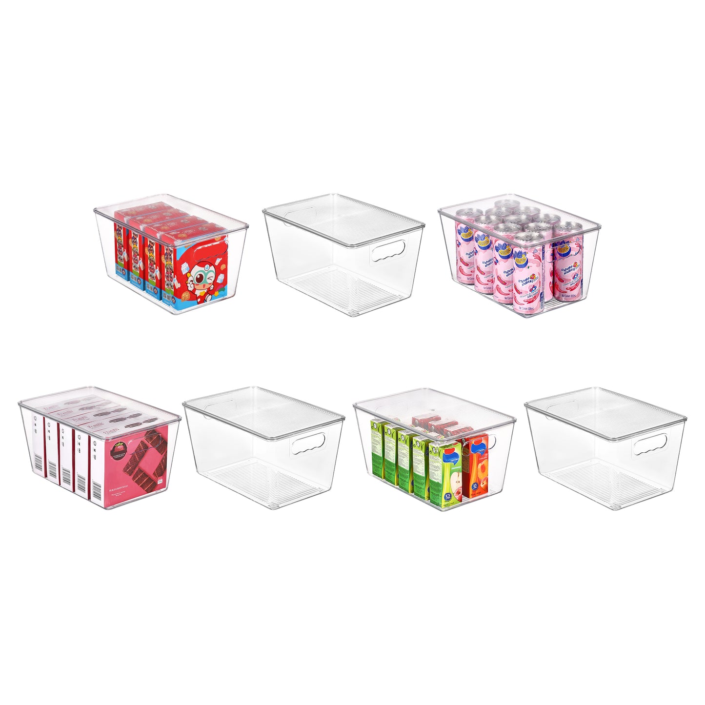 Sindcom 7 Pack Clear Plastic Storage Bins with Lids, Pantry Organizer, for Cabinet, Kitchen, Large