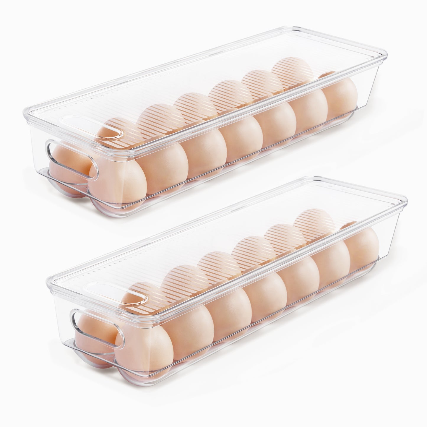 Sindcom Egg Storage Container for Refrigerator, 2 PACK Egg Holder, Stackable Tray Holds 14 Eggs