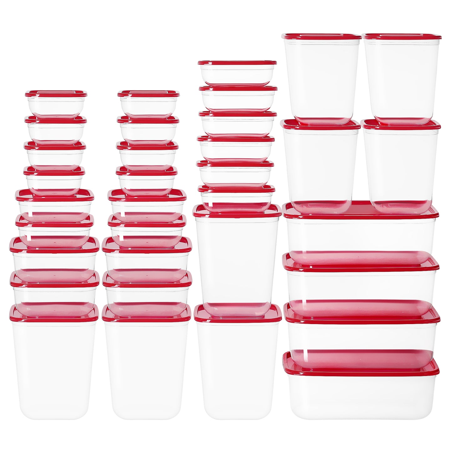 Sindcom 68 Pcs Plastic Food Storage Containers with Lids, 7-Size Versatile Meal Prep Container Reusable for Lunch, On the Go, Leftover, Dishwasher and Freezer Safe, Stackable for Kitchen Organizer