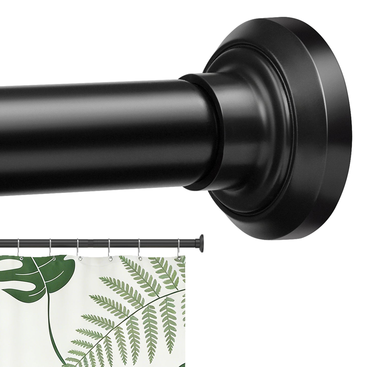 Sindcom No Drill Shower Curtain Rod 30 to 88 Inches Matte Black, 1 Inch Stainless Steel Adjustable Spring Tension Rods No Drill for Bathroom, Closet, Window, Room Divider, Never Rust, Non Slip