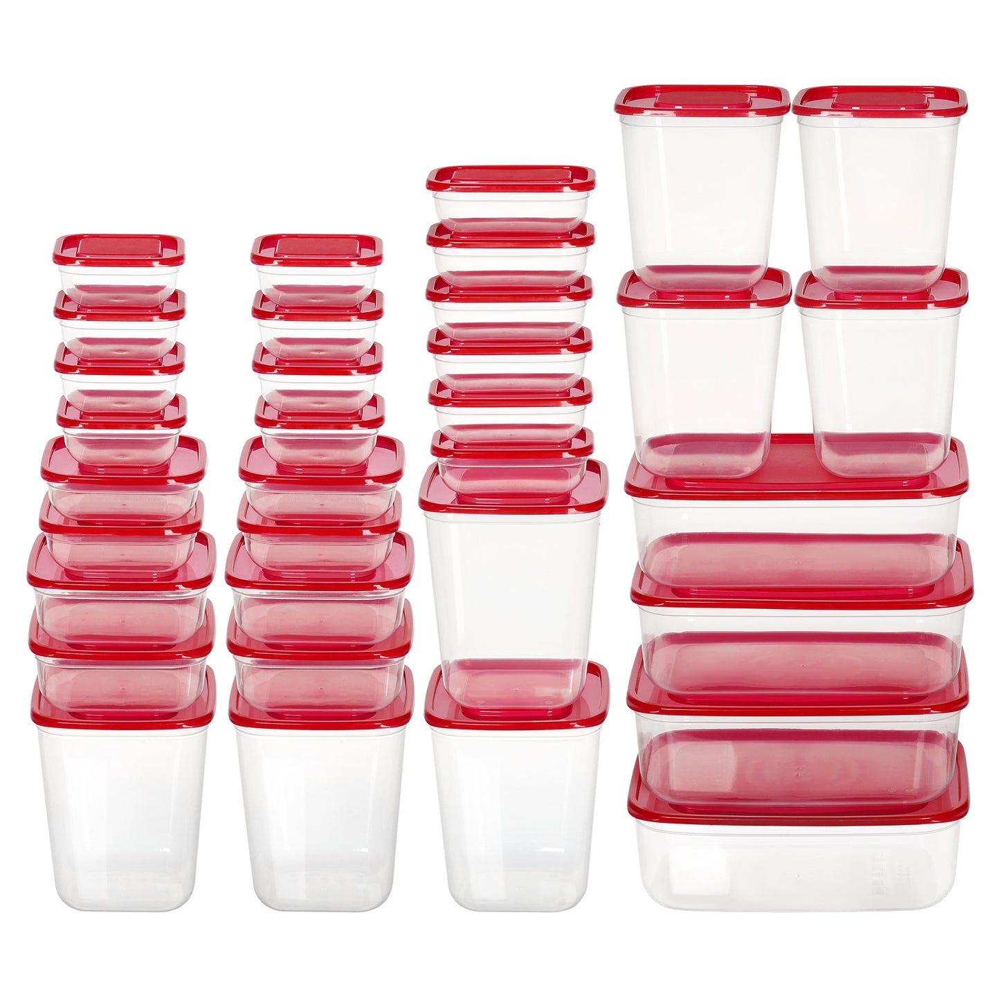 Sindcom 68 Pcs Plastic Food Storage Containers with Lids, 7-Size Versatile Meal Prep Container Reusable for Lunch, On the Go, Leftover, Dishwasher and Freezer Safe, Stackable for Kitchen Organizer