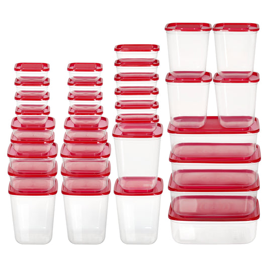 Sindcom 68 Pcs Plastic Food Storage Containers with Lids, 7-Size Versatile Meal Prep Container Reusable for Lunch, On the Go, Leftover, Dishwasher and Freezer Safe, Stackable for Kitchen Organizer