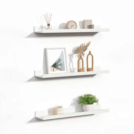 Sindcom Home Wood Shelf Wall Mounted, Set of 3, Multiple Sizes, White