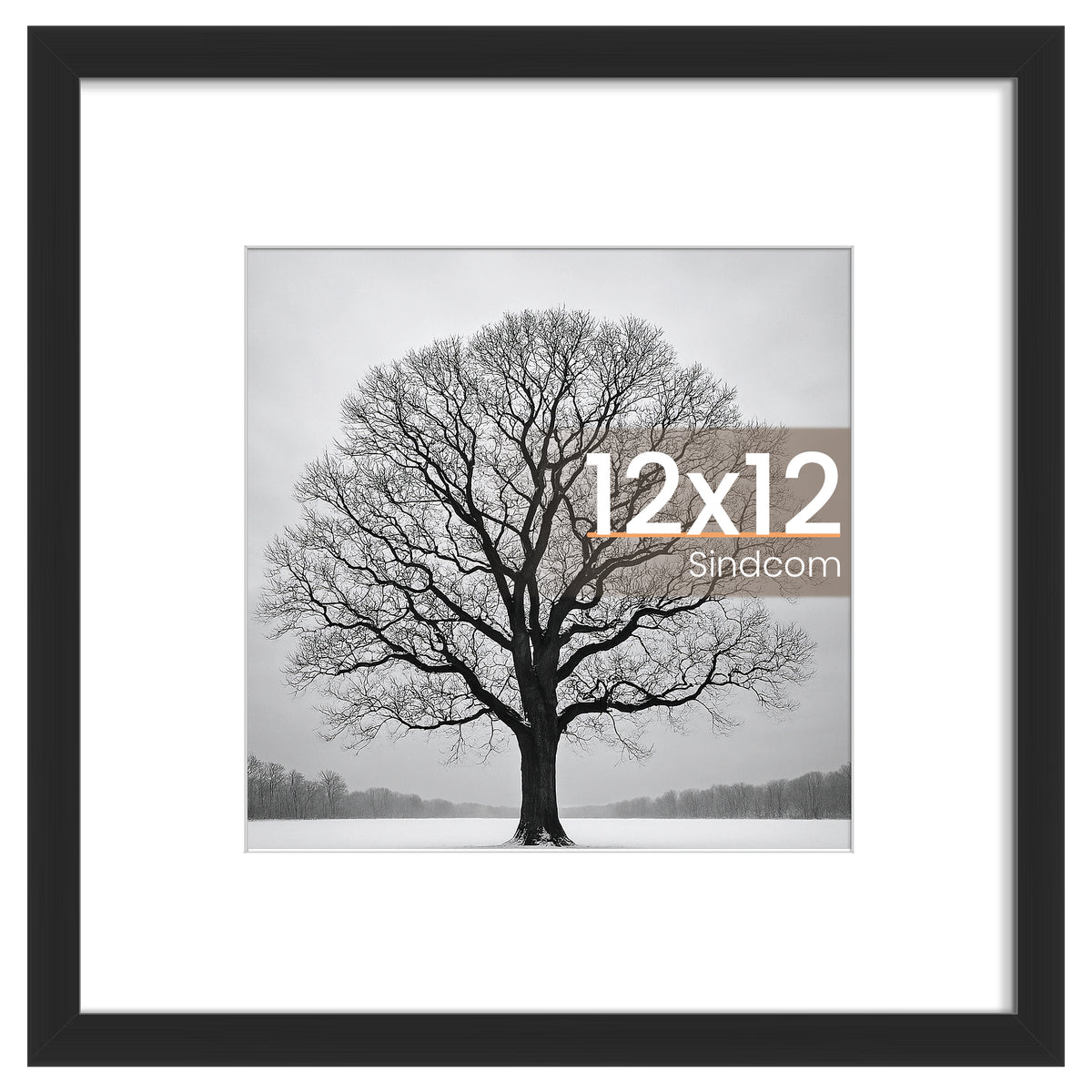 Sindcom 12x12 Picture Frame , Black , Gallery Wall Frame , Display Pictures 8x8 with Mat or 12x12 Without Mat, Photo Frames