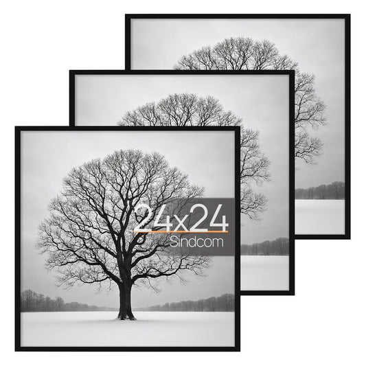 Sindcom 24x24 Picture Frames, Gallery Wall Poster Frames Set of 3, Black