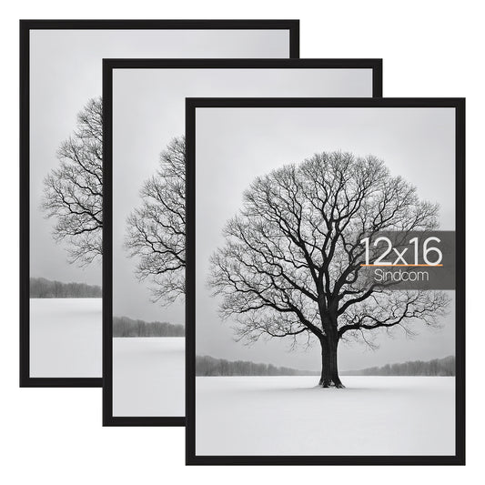 Sindcom 12x16 Picture Frames , Gallery Wall Poster Frames , Set of 3 , Black