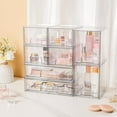 Sindcom Stackable Storage Drawers Set of 4,Clear Plastic Organizer Bins for Makeup, Cosmetics, Beauty Supplies