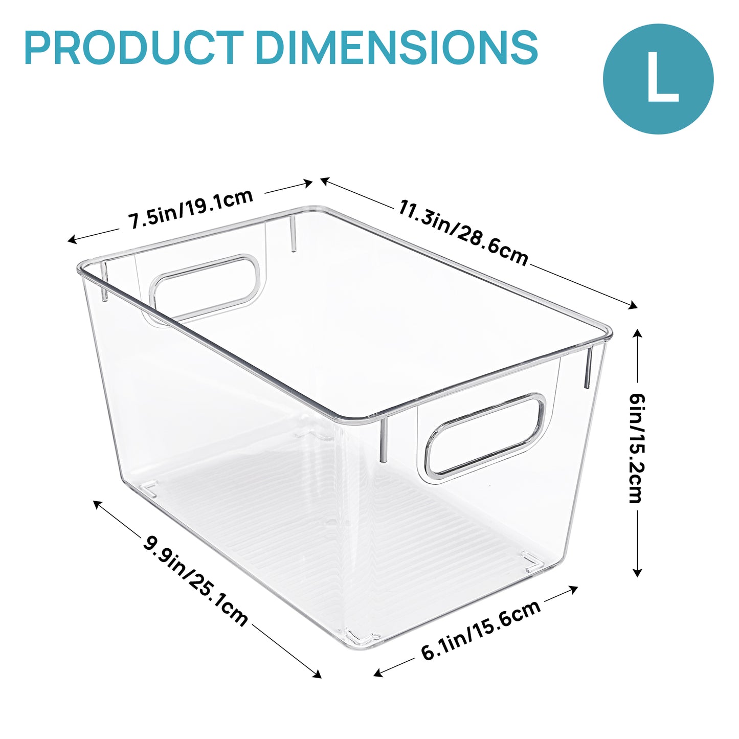 Sindcom 4 Pack Clear Plastic Storage Bins with Handles, Pantry Organizer Bins, for Refrigerator, Freezer, Cabinet, Kitchen, Countertops, Large