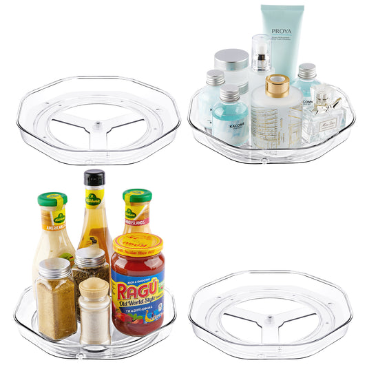 Clear Lazy Susan Organizer, Sindcom 4 Pack Turntable Spice Rack, for Cabinets Kitchen, Countertop, Bathroom, Makeup, 9 Inches