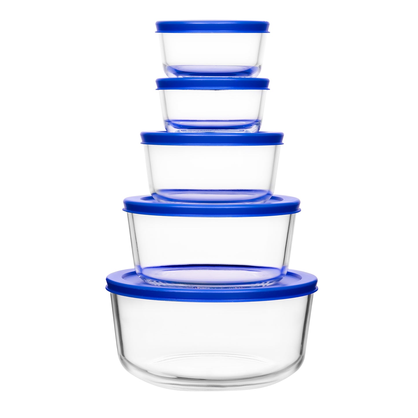 Sindcom Glass Food Storage Containers with Lids, Mixing Bowl Set with Lids, 15 Cup Round Glass Bowls, Set of 5