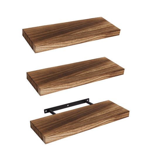 Sindcom 3 Pack Brown Wood Floating Shelves Wall Mounted Shelves
