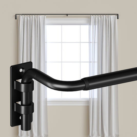 Sindcom Blackout Curtain rod for windows 28 to 48, Wrap Around Curtain Rods for Bedroom, Living Room, Adjustable from 30 to 57 Inches, Matte Black