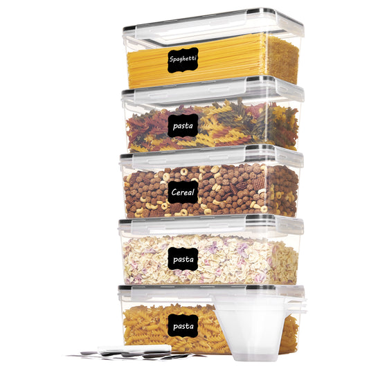 Sindcom Pasta Containers, 5 PCS Plastic Spaghetti Container for Long Noodles, 3.2L/14 CUP