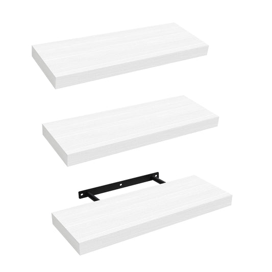 Sindcom Wood Floating Shelves Wall Mounted Shelves, White, Set of 3