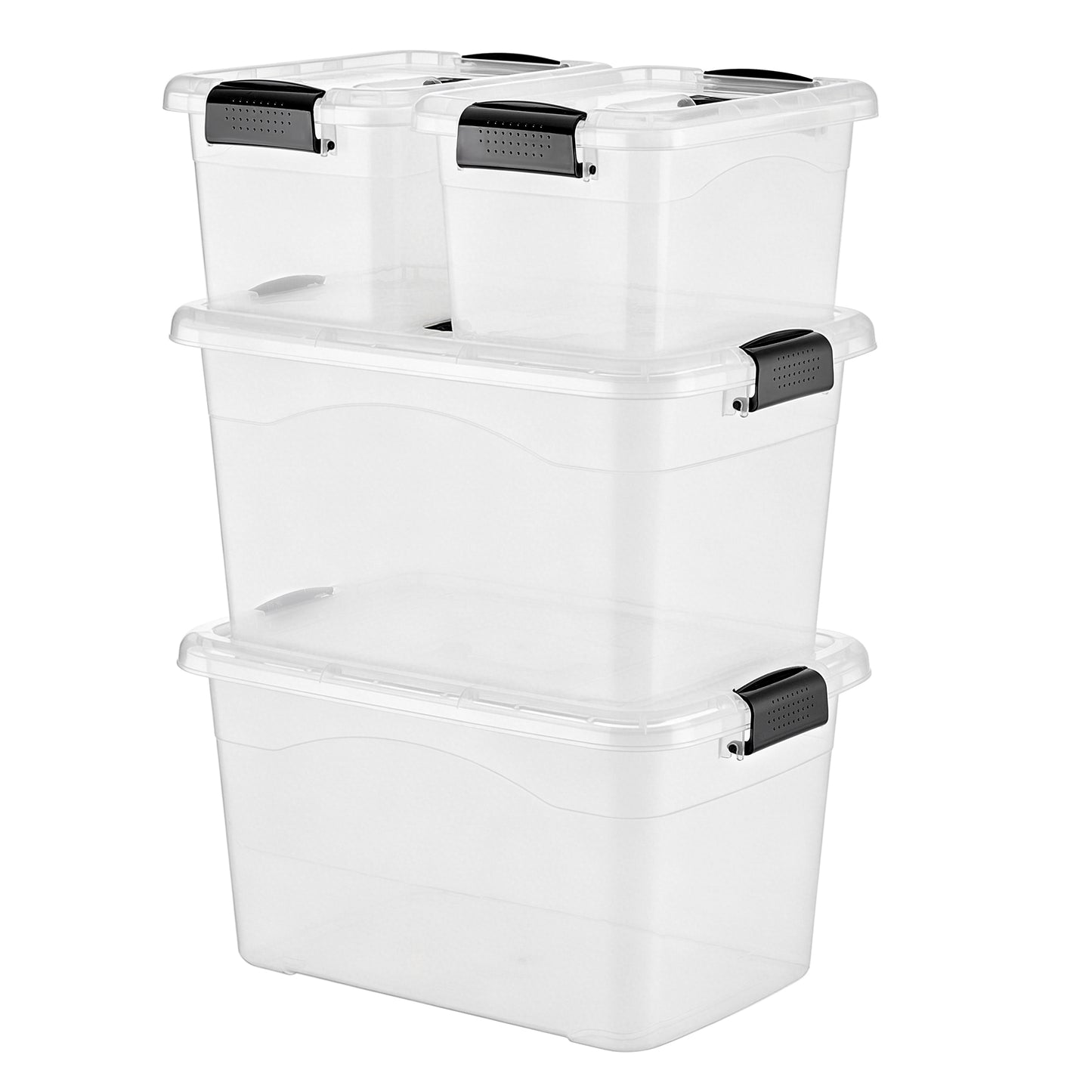 Sindcom 4-Pack Clear Storage Bins Set with Lids Stackable Plastic, Large (18QT2PACK) and Small ( 6QT2PACK)