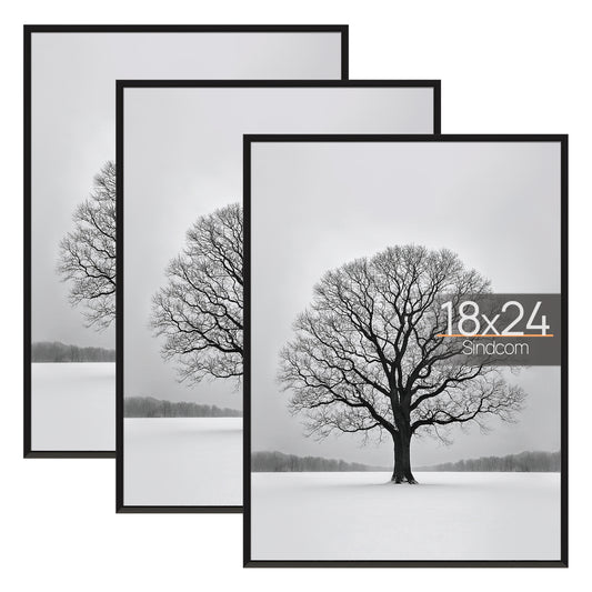 Sindcom 18x24 Picture Frames, Gallery Wall Poster Frames Set of 3, Black