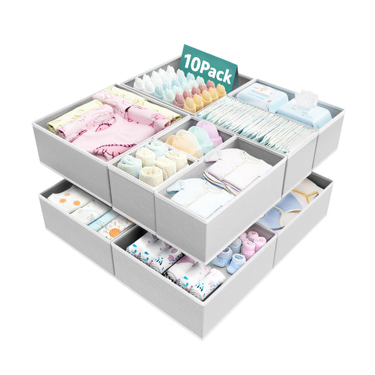 Sindcom 10 Pack Drawer Organizer for Clothes, Dresser Drawer Organizer, Cabinet Organizer,Gray