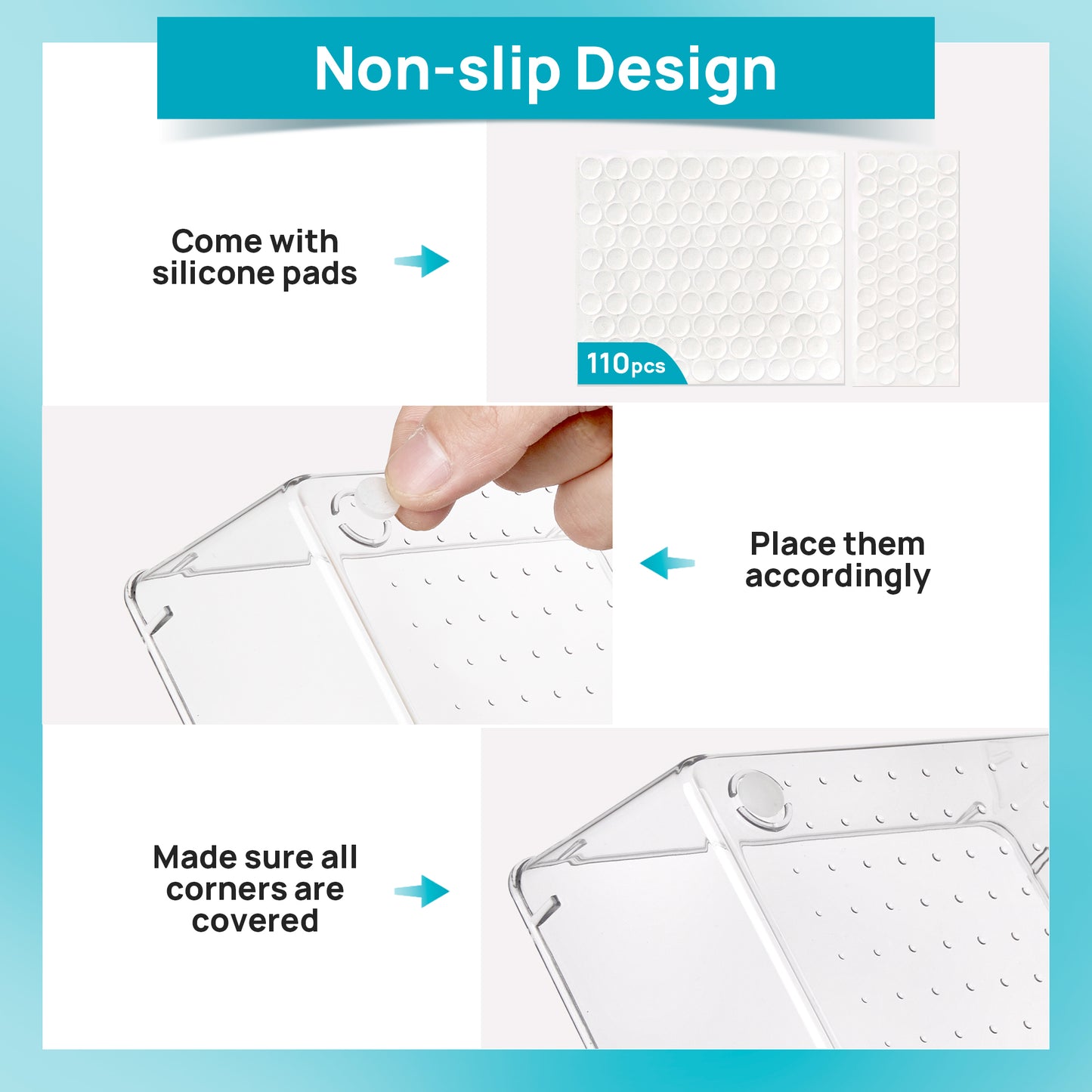 Sindcom 11 PCS Clear Plastic Drawer Organizers Set, 4-Size Versatile Bathroom and Vanity Trays