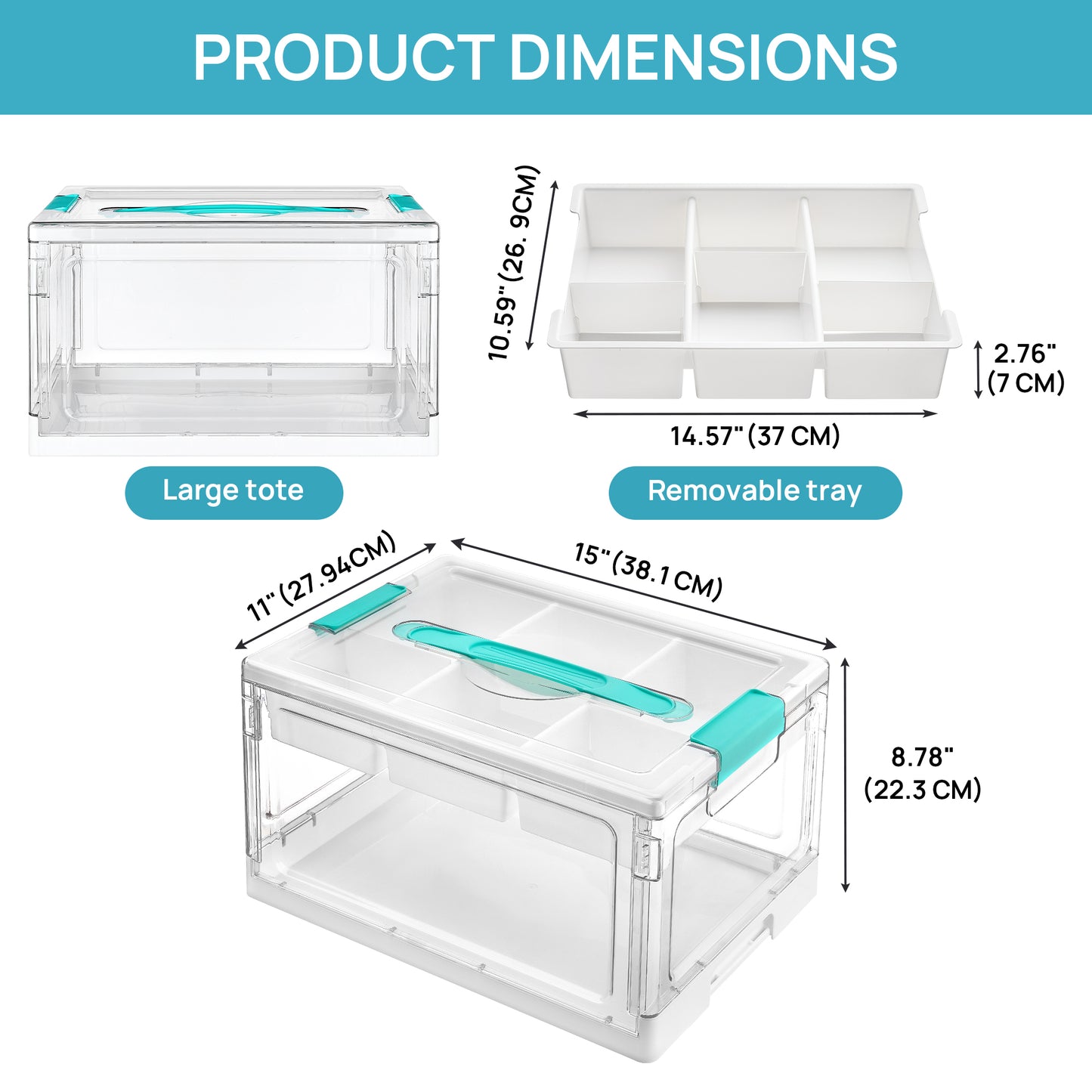 Sindcom 24 QT Clear Plastic Kids Toy Storage Bins, Stuffed Animal & Art Supply Organizer with Removable Dividers, Craft Box for Coloring Books, Toys, 1 Pack